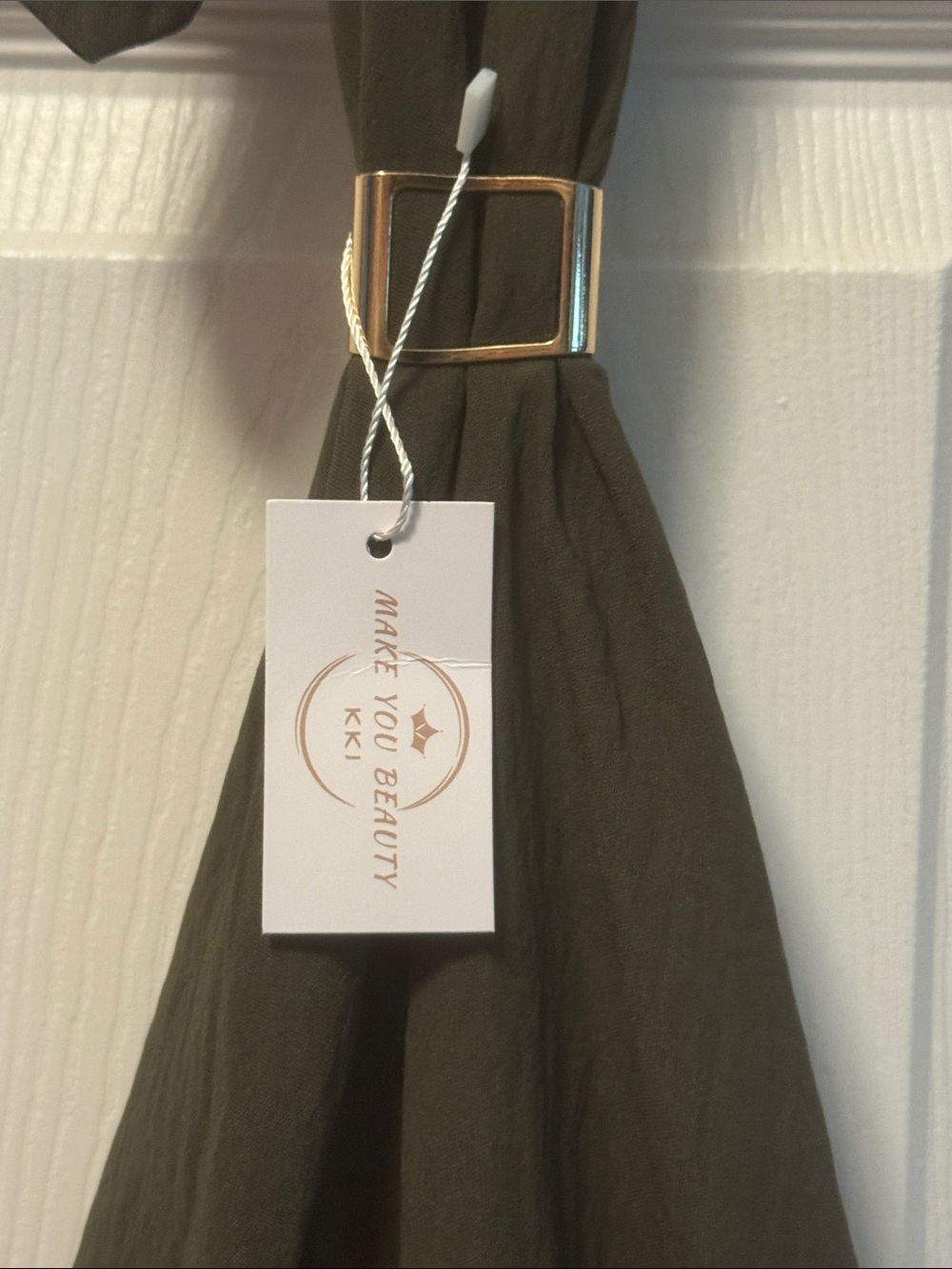 Olive Green Halter Jumpsuit Size Large NWT Wide Leg Keyhole Backless Romper - Picture 6 of 8